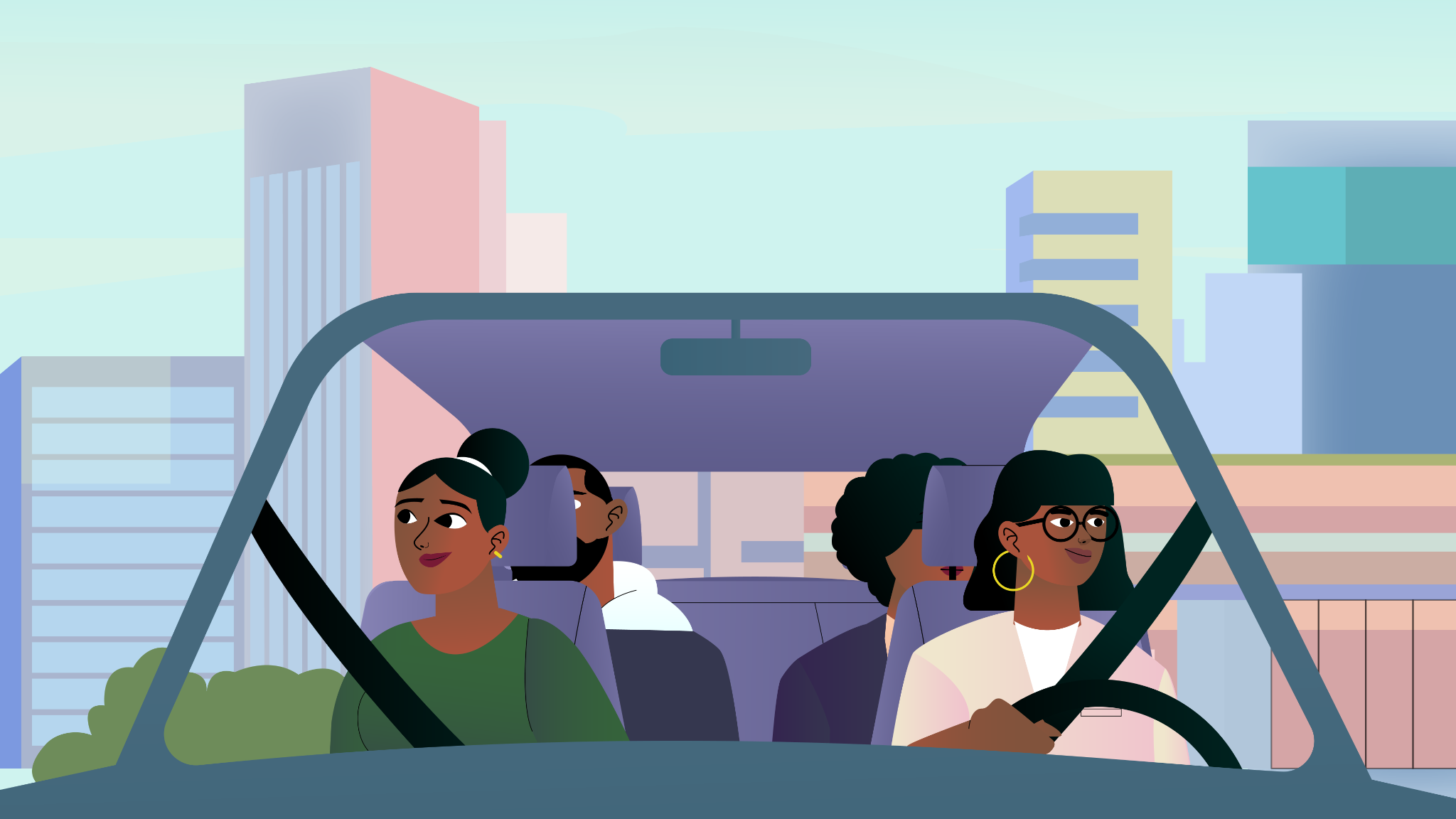Passengers boarding together at a meeting point