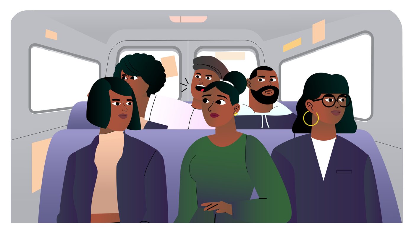 A full car of Lagos commuters riding together