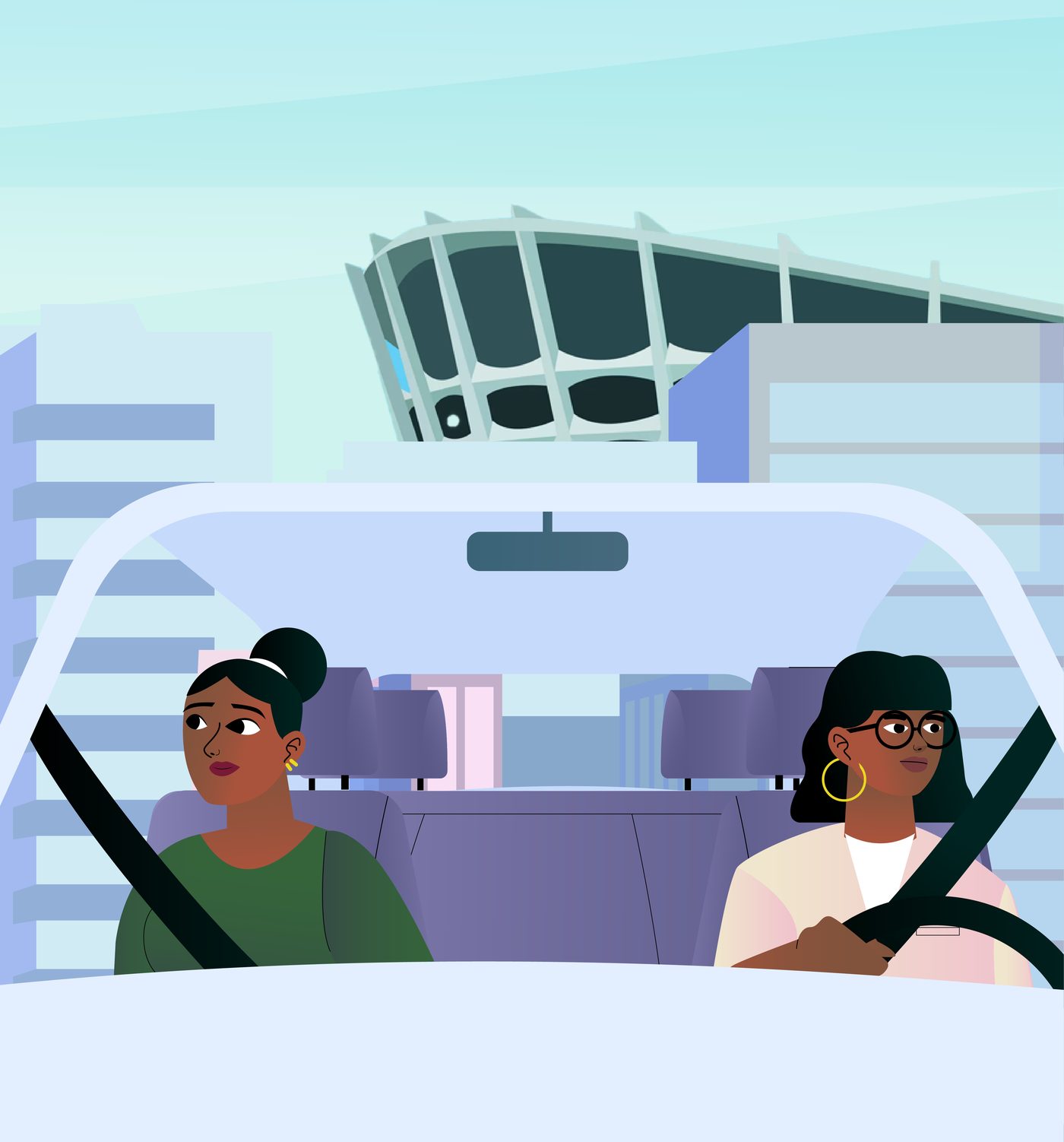 Two commuters riding together across Lagos