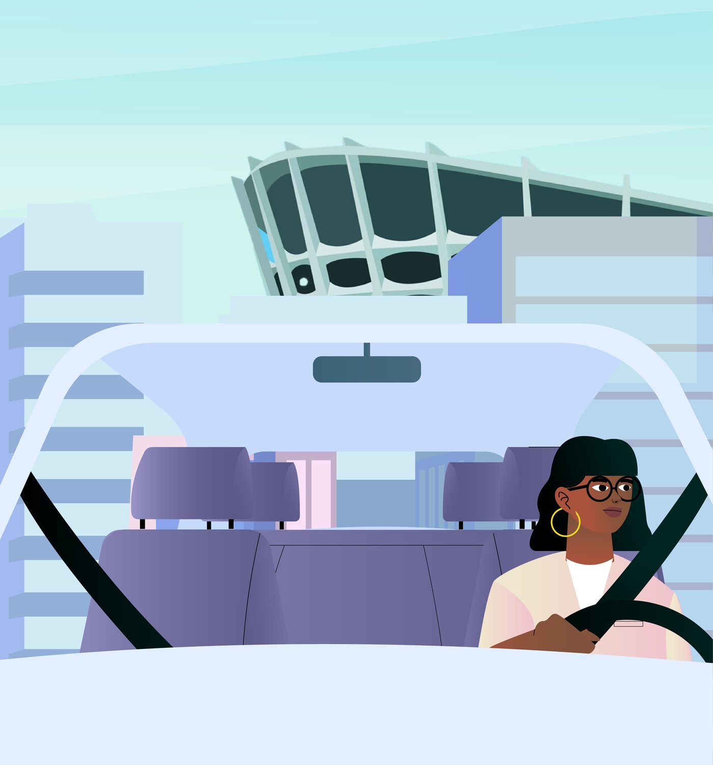 A Conductor.ng car owner focused on the road